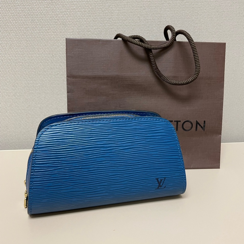 Louis Vuitton Blue Epi Leather Cosmetic Pouch